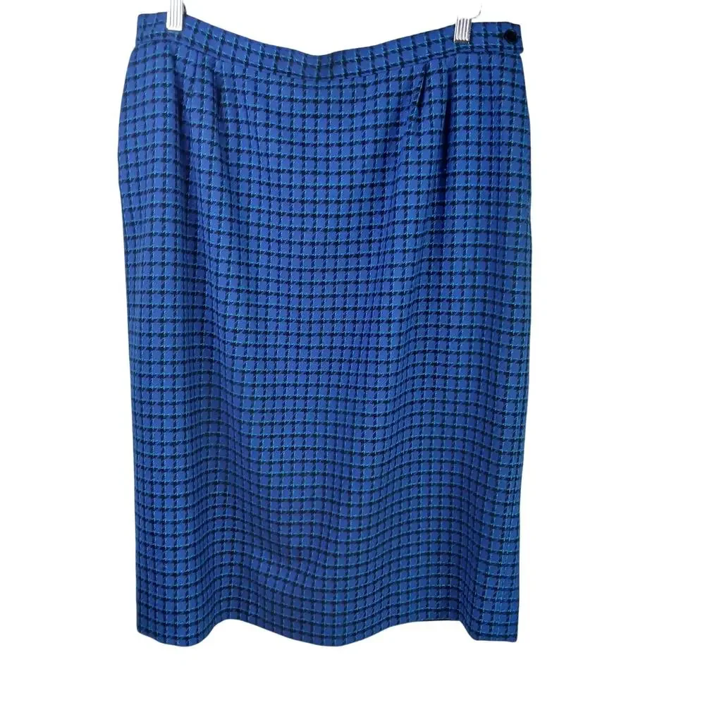 Pendleton VTG SZ 18 100% Virgin Wool Plaid Pencil Skirt Pockets USA RUNS SMALL
